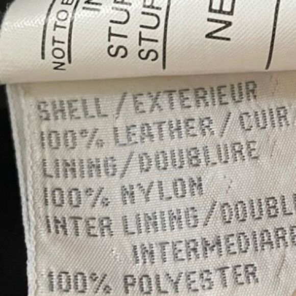 Ada Black Leather Zip Front Long Sleeve Moto Bomber Jacket M - Picture 9 of 9